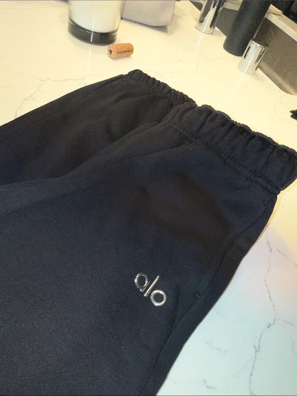 ALO Yoga Black Drawstring Joggers with Logo